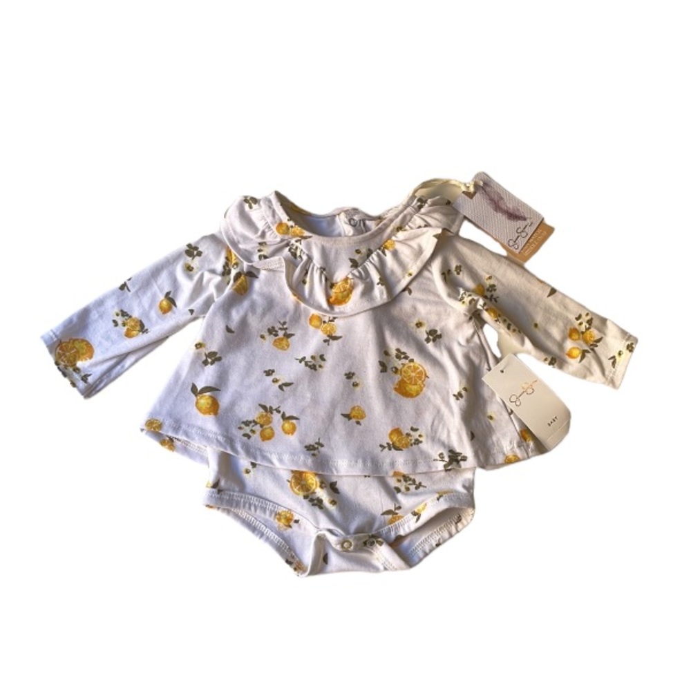 2/$30 Jessica Simpson Yellow Lemon Easy Match Middle Snap One Piece Size 3-6M